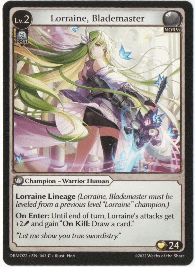 Sample deck Lorraine, Blademaster EN-003 champion.