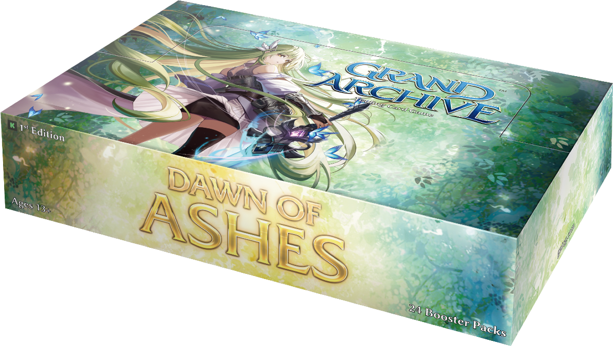 Dawn of Ashes First Edition booster box product image.