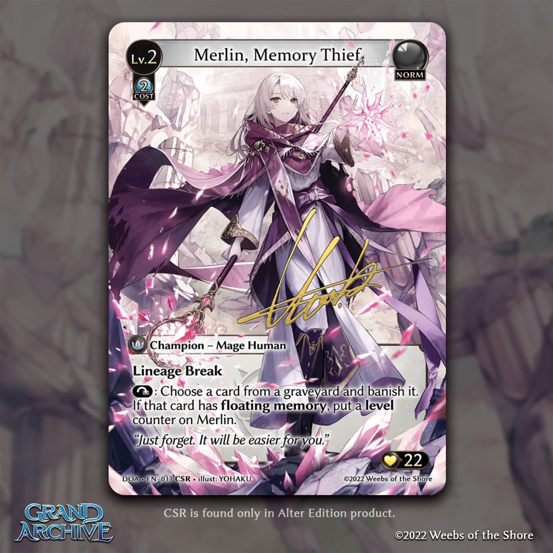 The Alter Edition Merlin collector super rare from Grand Archive's Twitter feed.